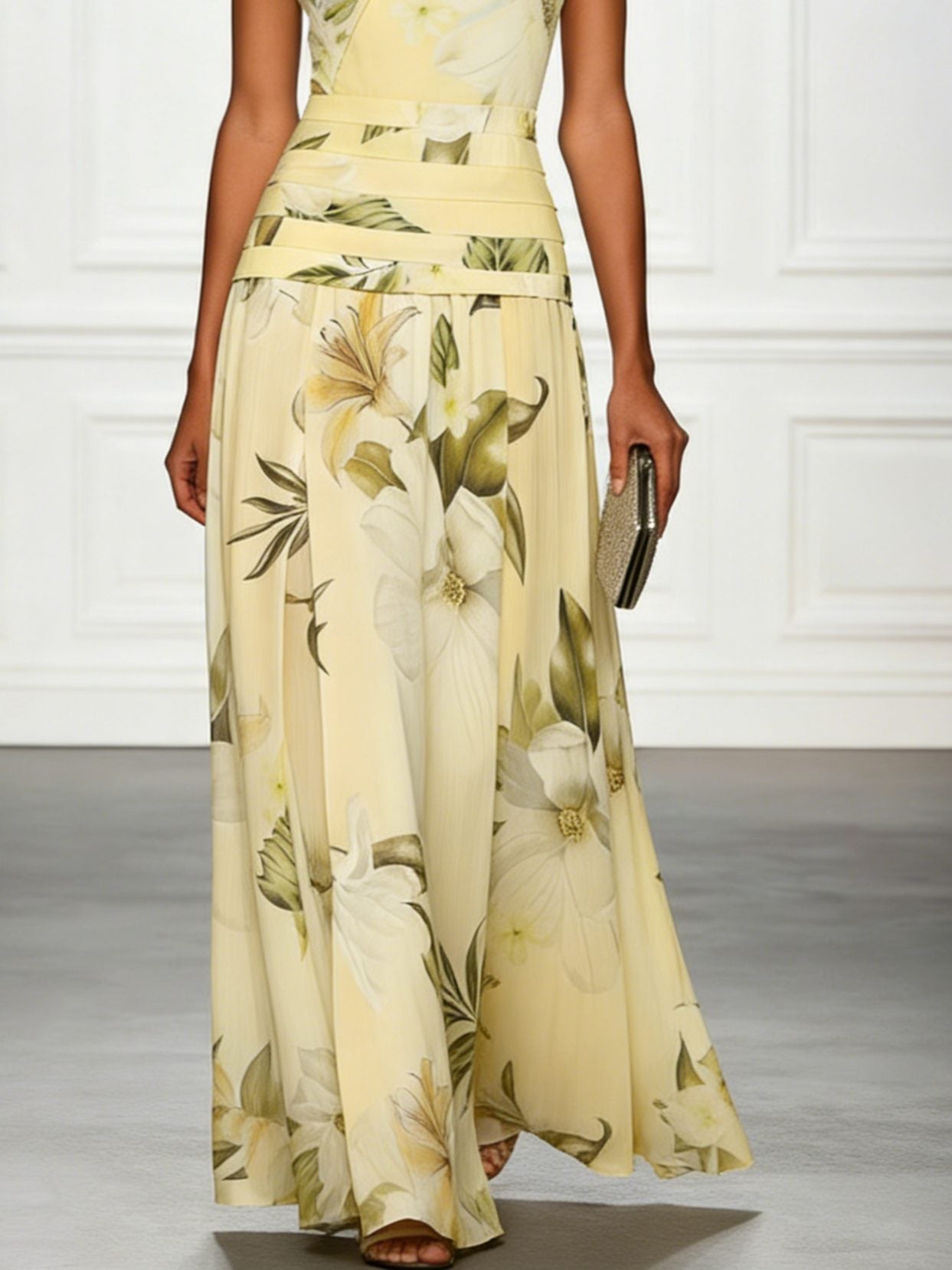 Floral Boat Neck Sleeveless Wedding Guest Maxi Dress for Women - View 16