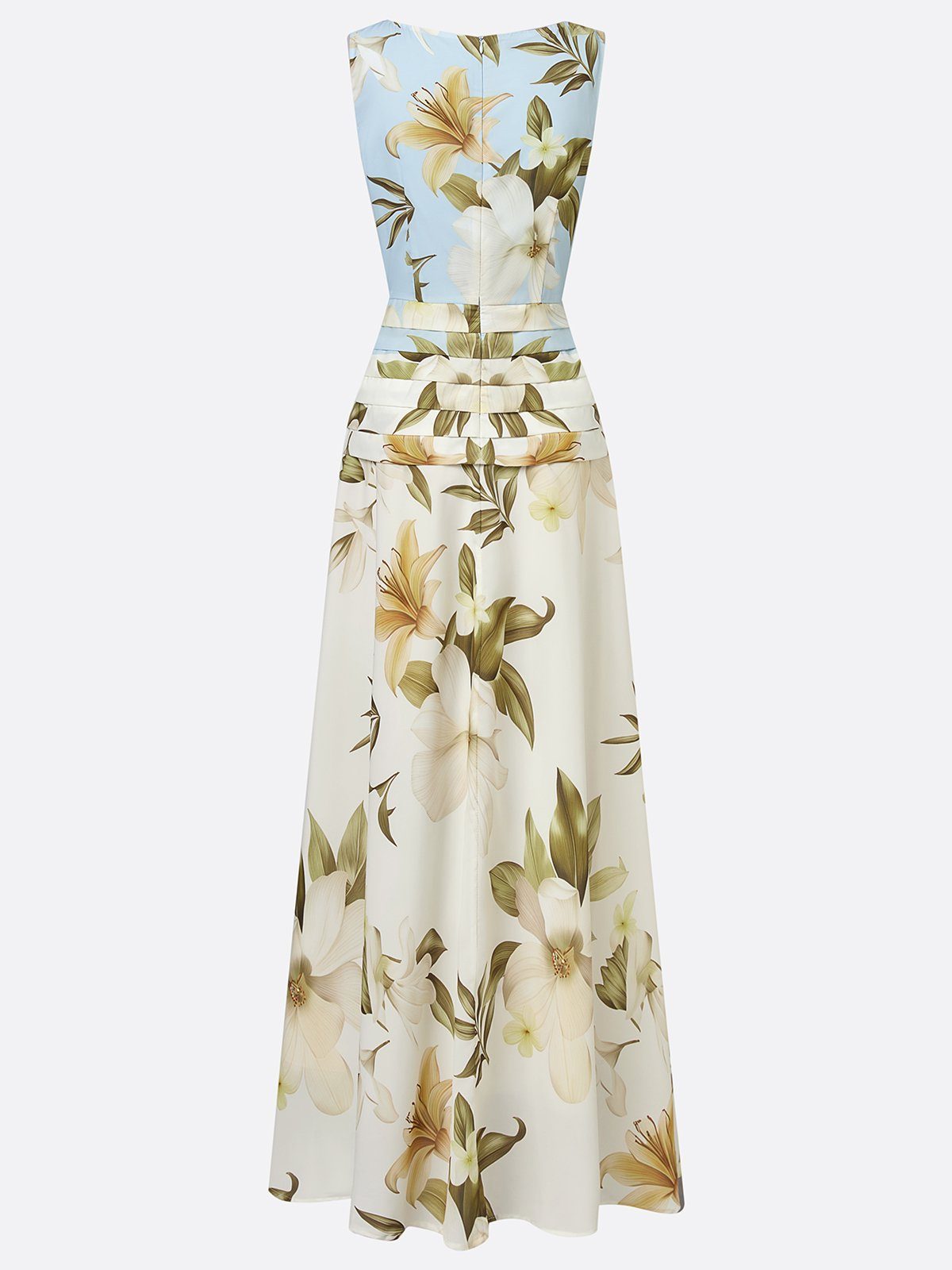 Floral Boat Neck Sleeveless Wedding Guest Maxi Dress for Women - View 5