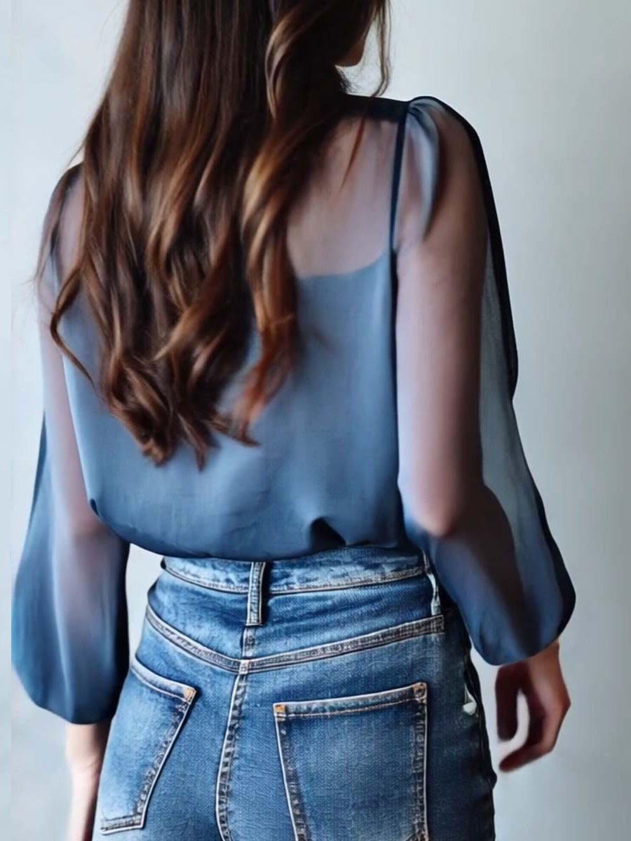 Floral Embroidered Button-Down Blouse for Women - View 3