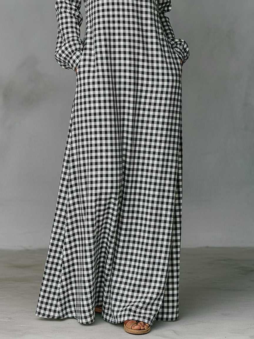 Gingham V-Neck Maxi Dress for Women - View 3