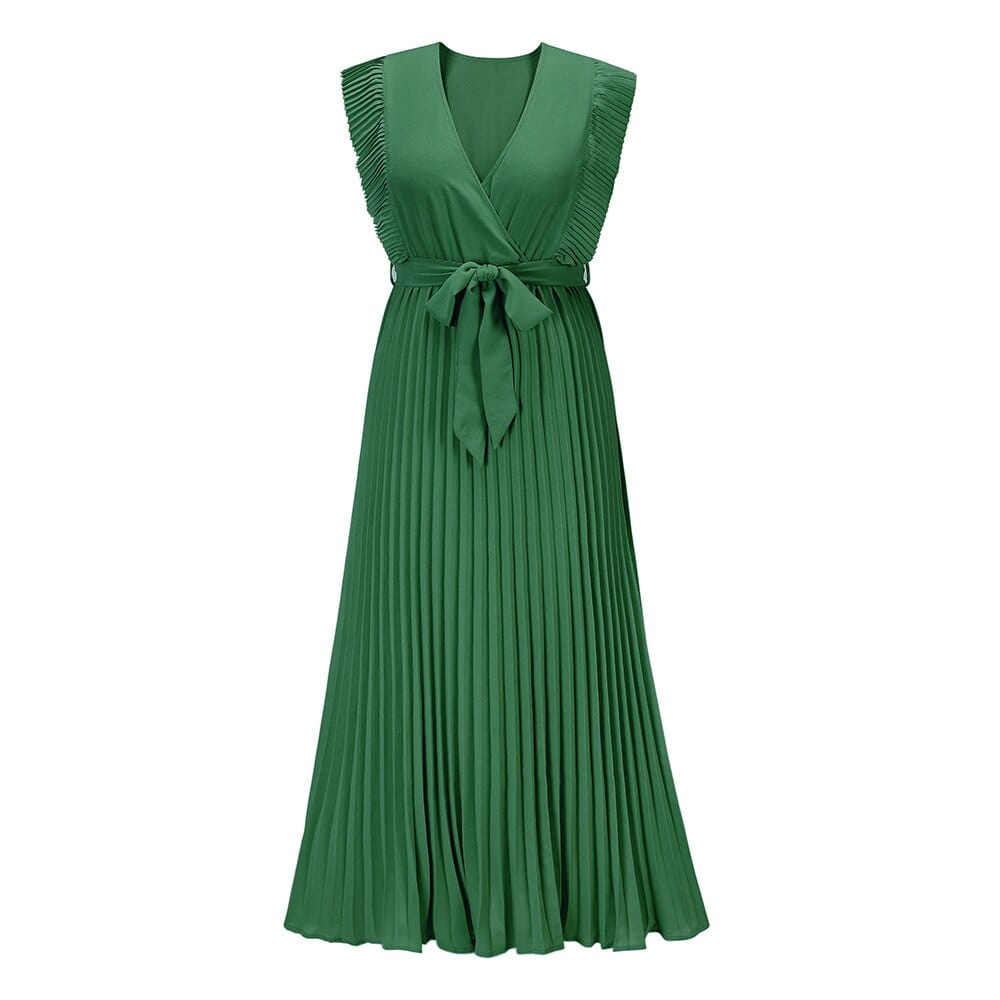 Pleated V-Neck Ibiza Dress for Women