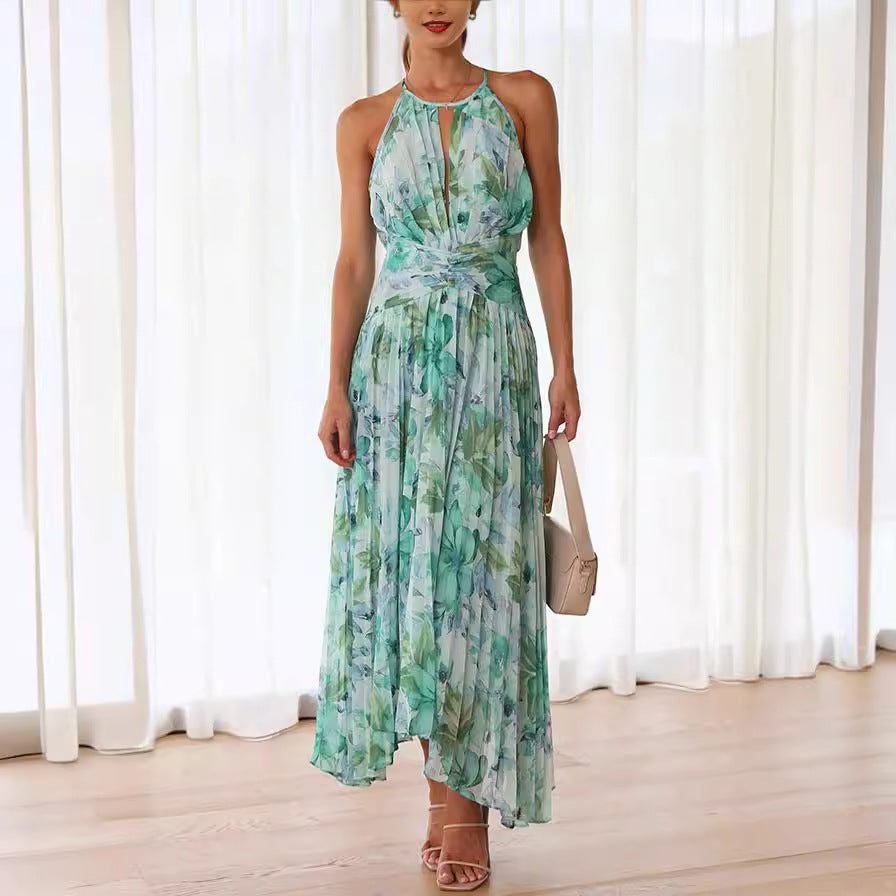 Halter Midi Floral Dress for Women