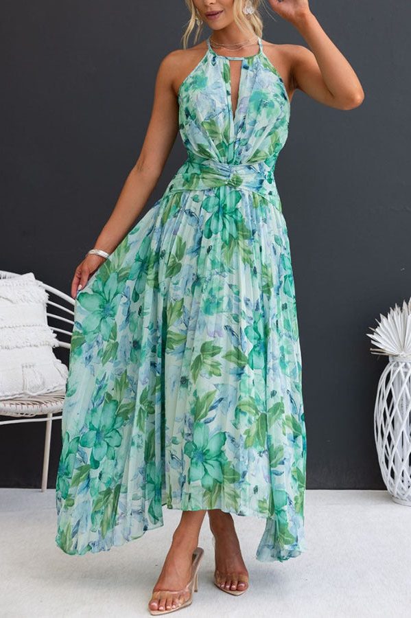 Halter Midi Floral Dress for Women - View 4