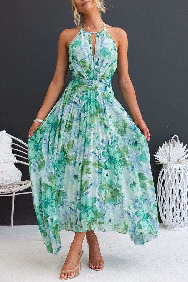 Halter Midi Floral Dress for Women - View 6