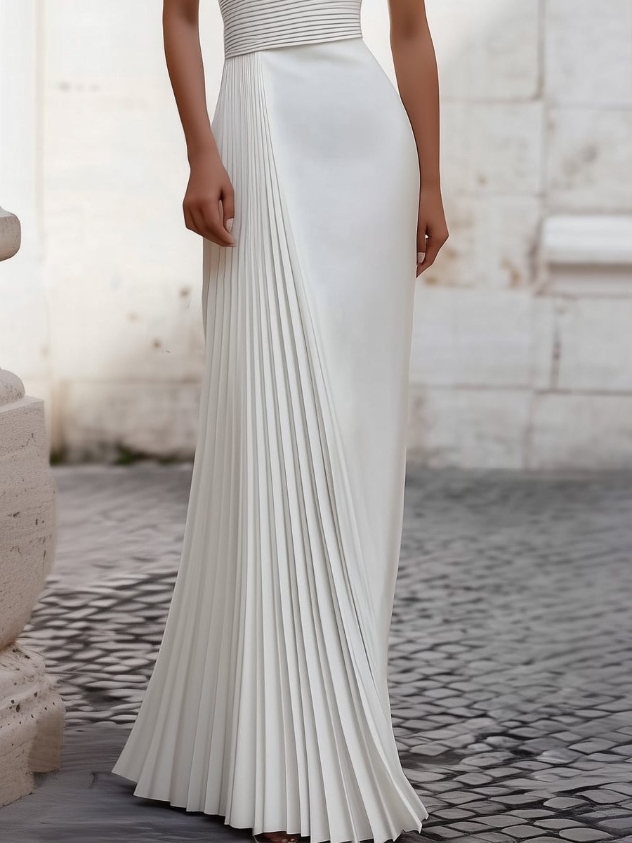 Halter-Neck Pleated Maxi Dress for Women - View 3