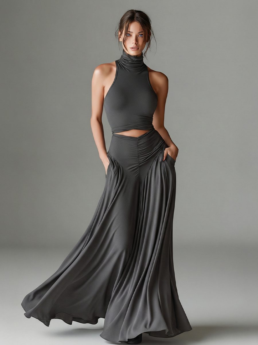 Halterneck Cutout Maxi Dress for Women