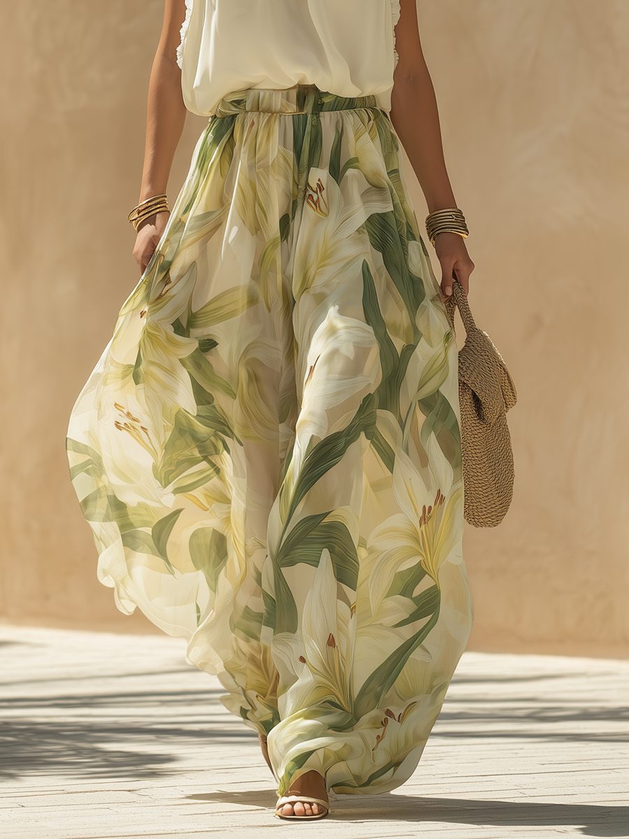 Halterneck Floral Maxi Dress Set for Women - View 7