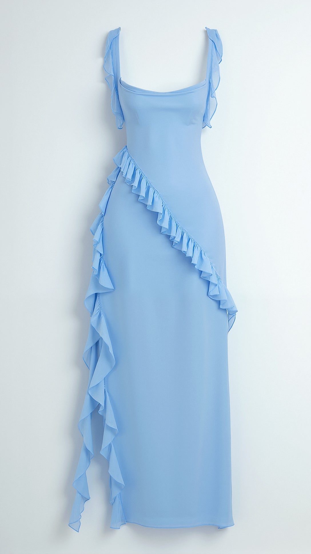 Halterneck Maxi Dress with Ruffled Split for Women - View 8