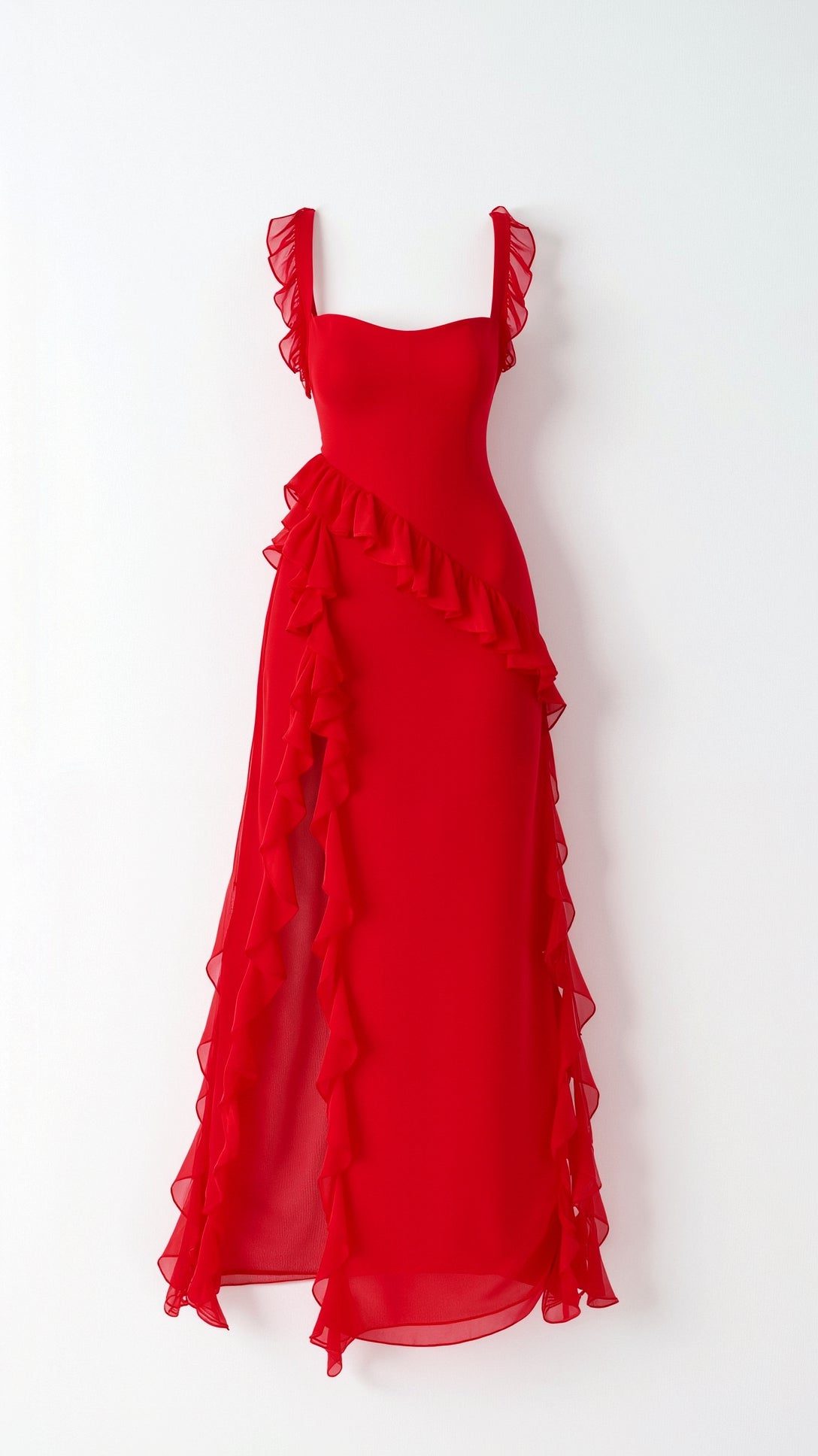 Halterneck Maxi Dress with Ruffled Split for Women - View 11