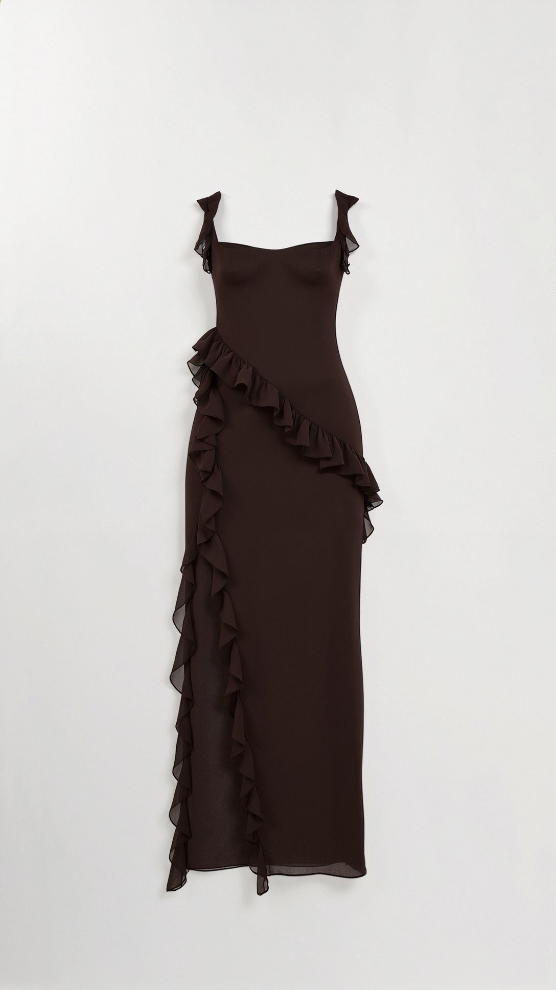 Halterneck Maxi Dress with Ruffled Split for Women - View 5