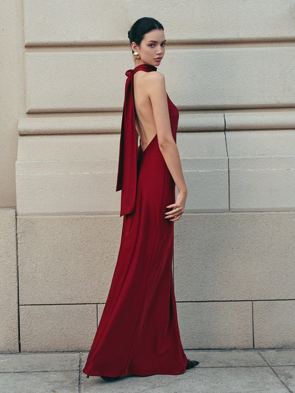 Halterneck Maxi Dress with Tie Back for Women