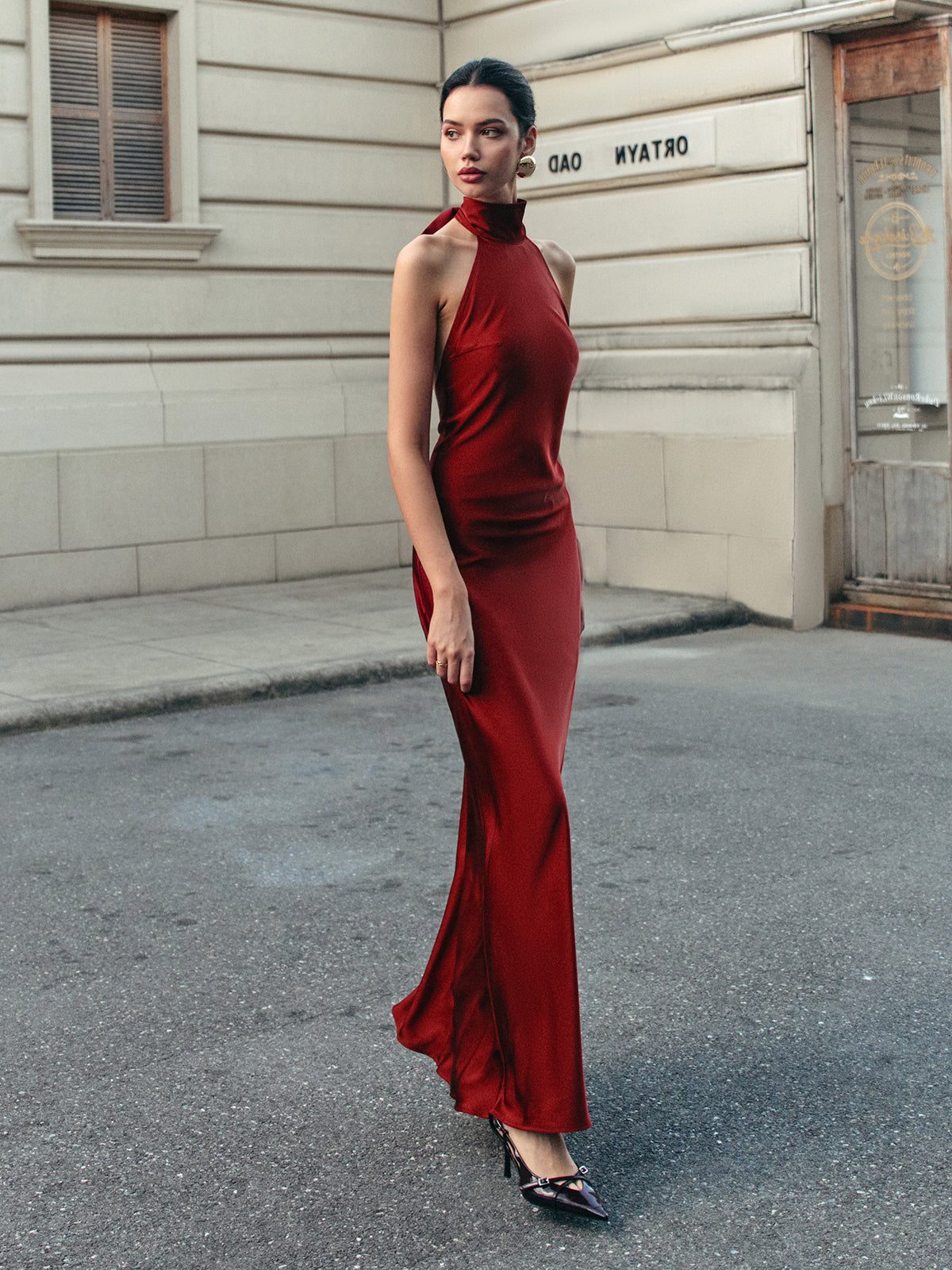 Halterneck Maxi Dress with Tie Back for Women - View 7