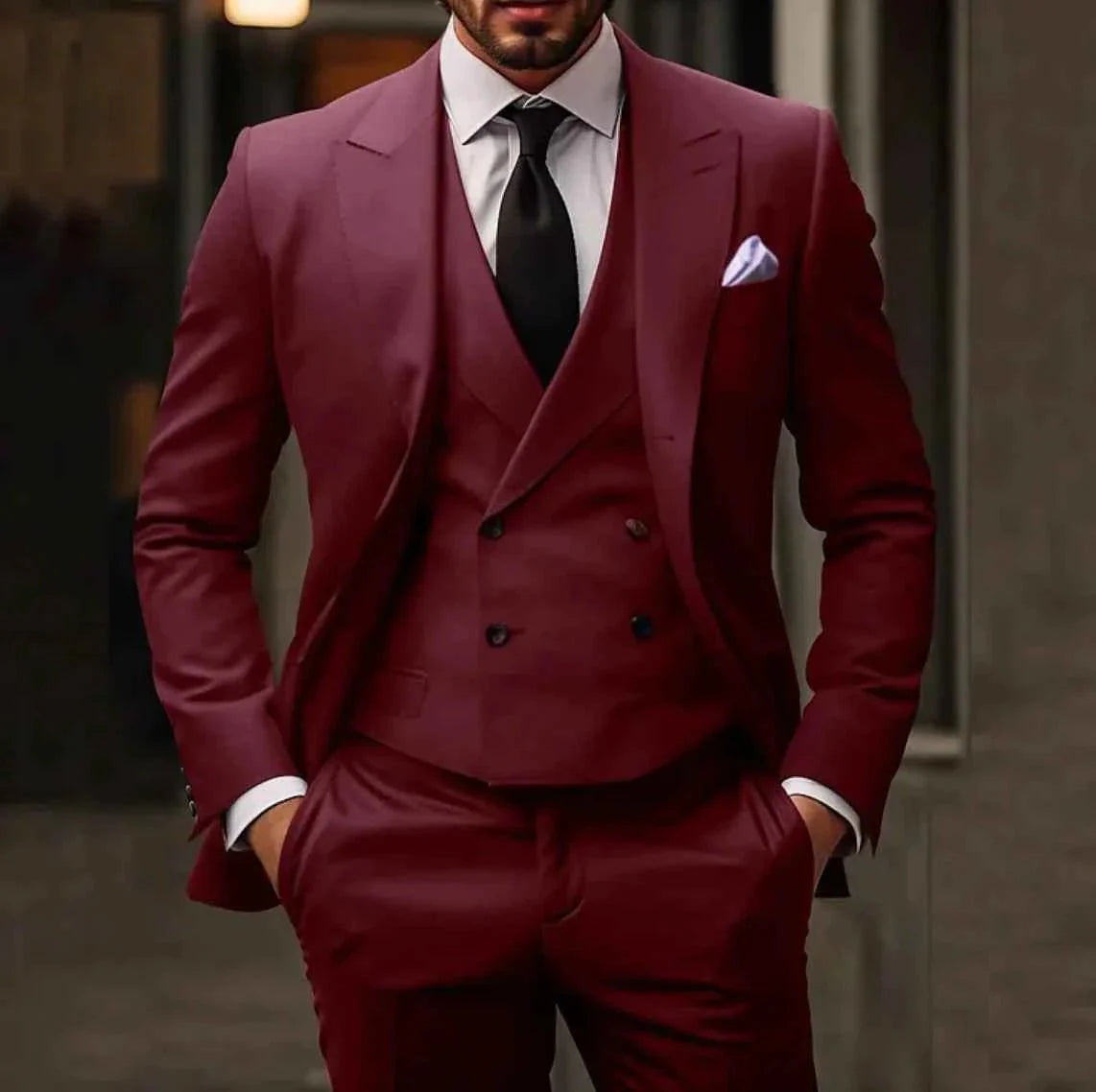 Double-Breasted Suit Set for Men