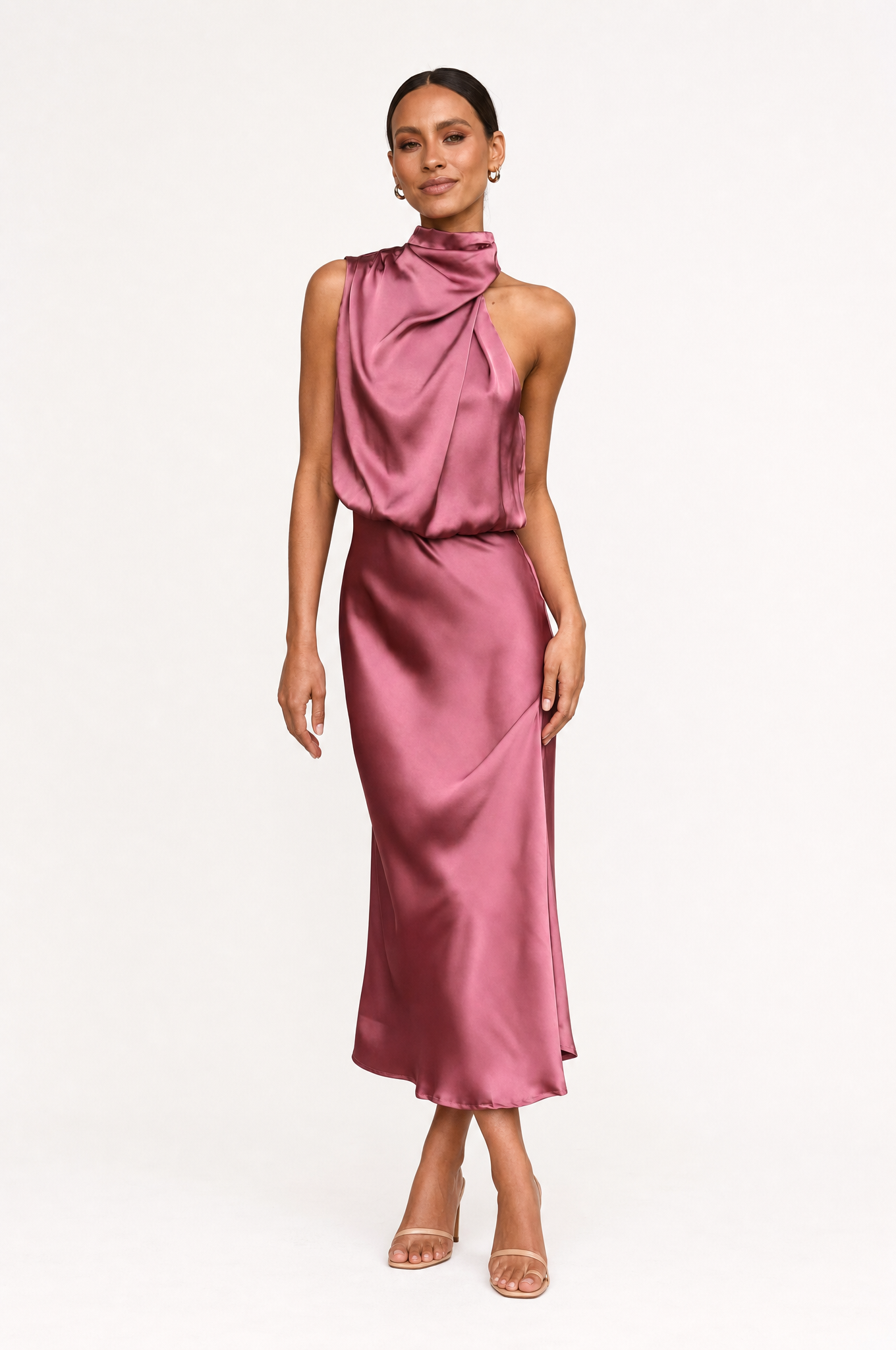 Ibiza Sleeveless Midi Dress with High Neck for Women