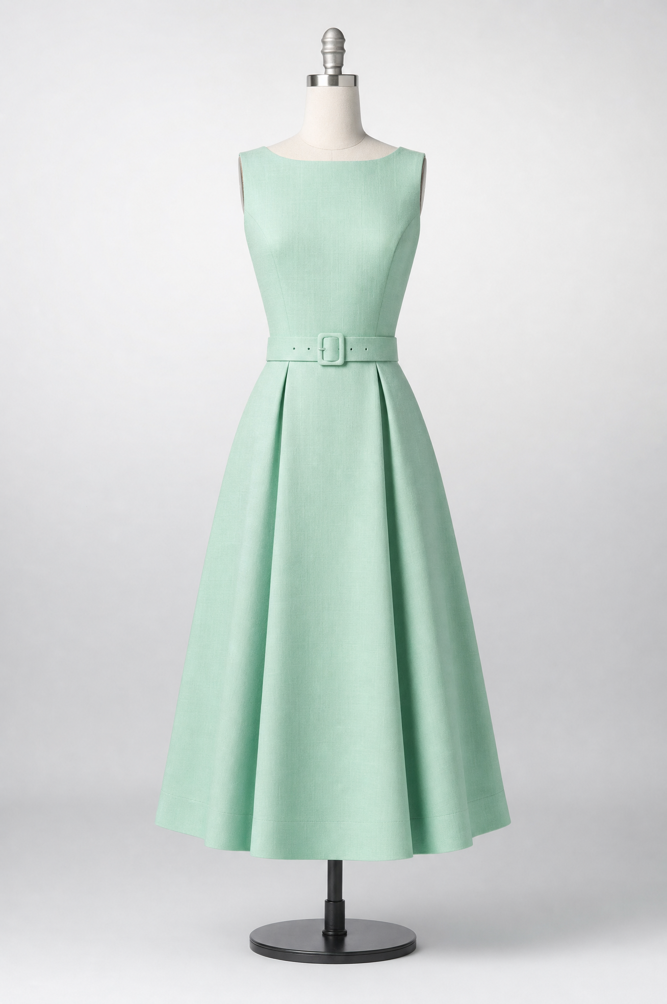 Ibiza A-Line Midi Dress with Belt for Women