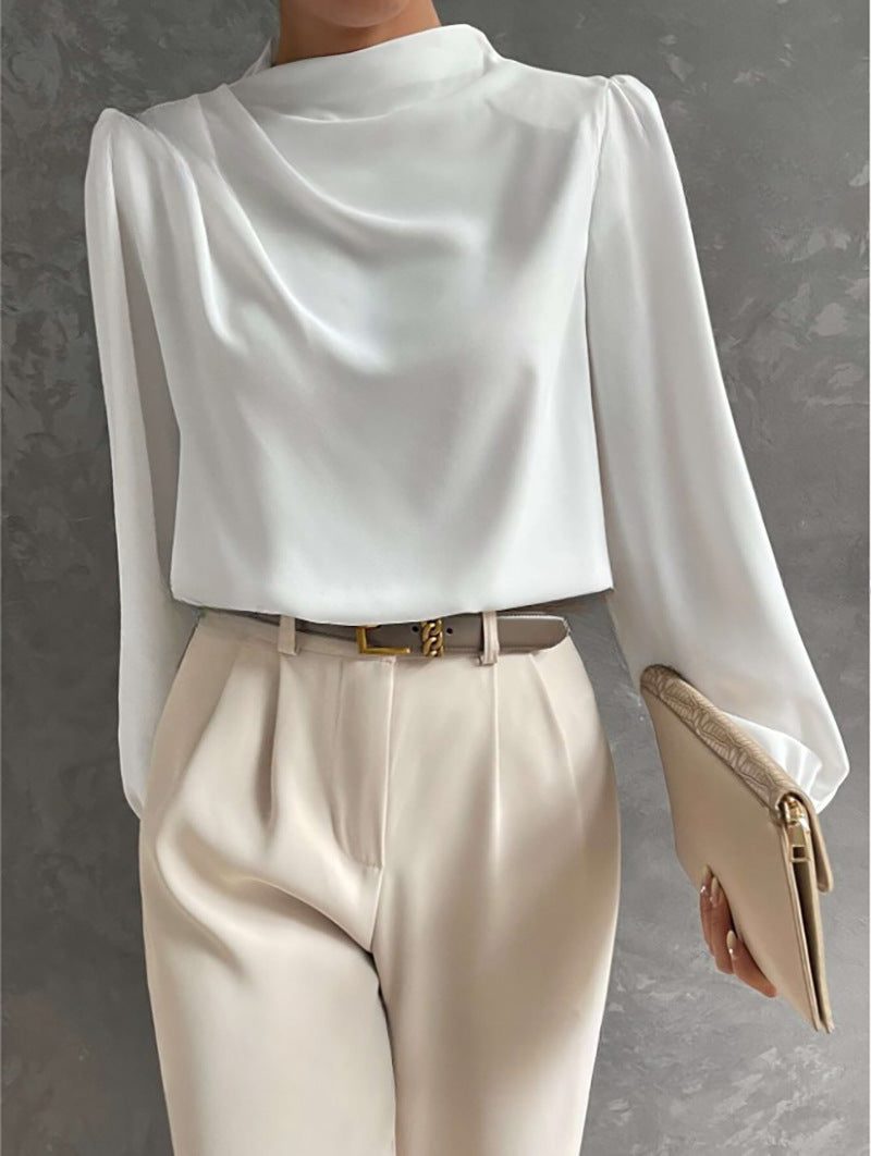 High Neck Long Sleeve Blouse for Women