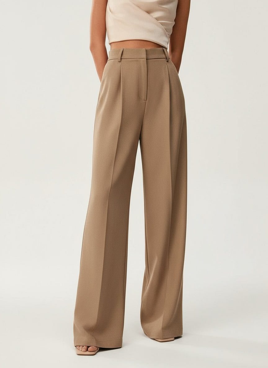 High Waist Wide Leg Tailored Trousers for Women