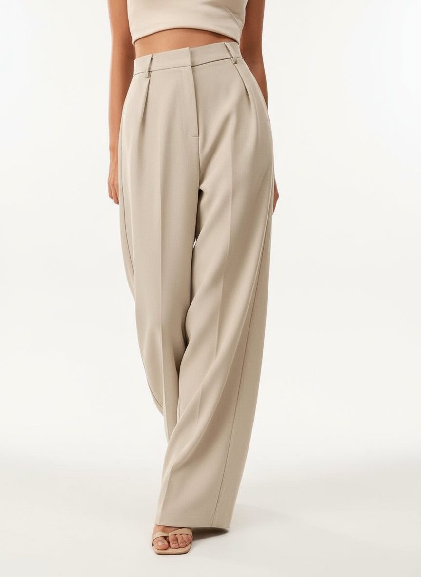 High Waist Wide Leg Tailored Trousers for Women - View 10