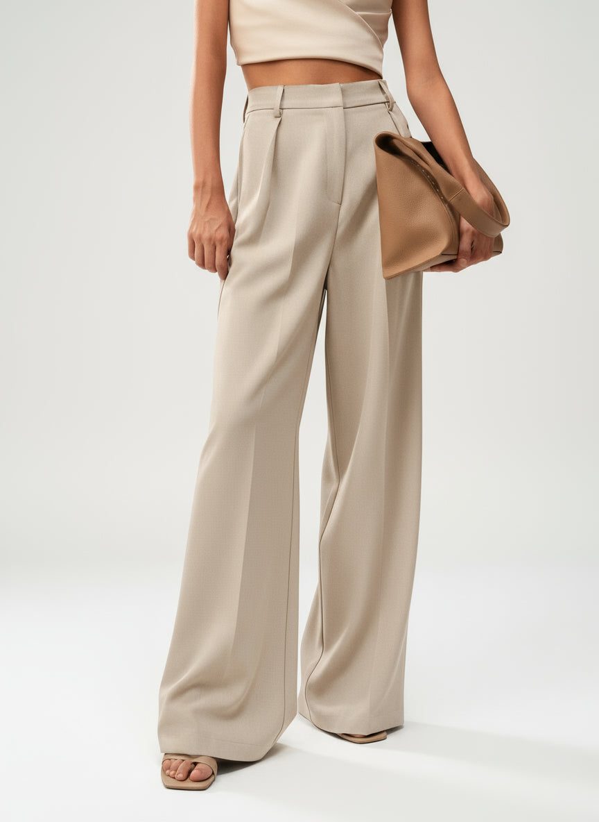 High Waist Wide Leg Tailored Trousers for Women - View 11
