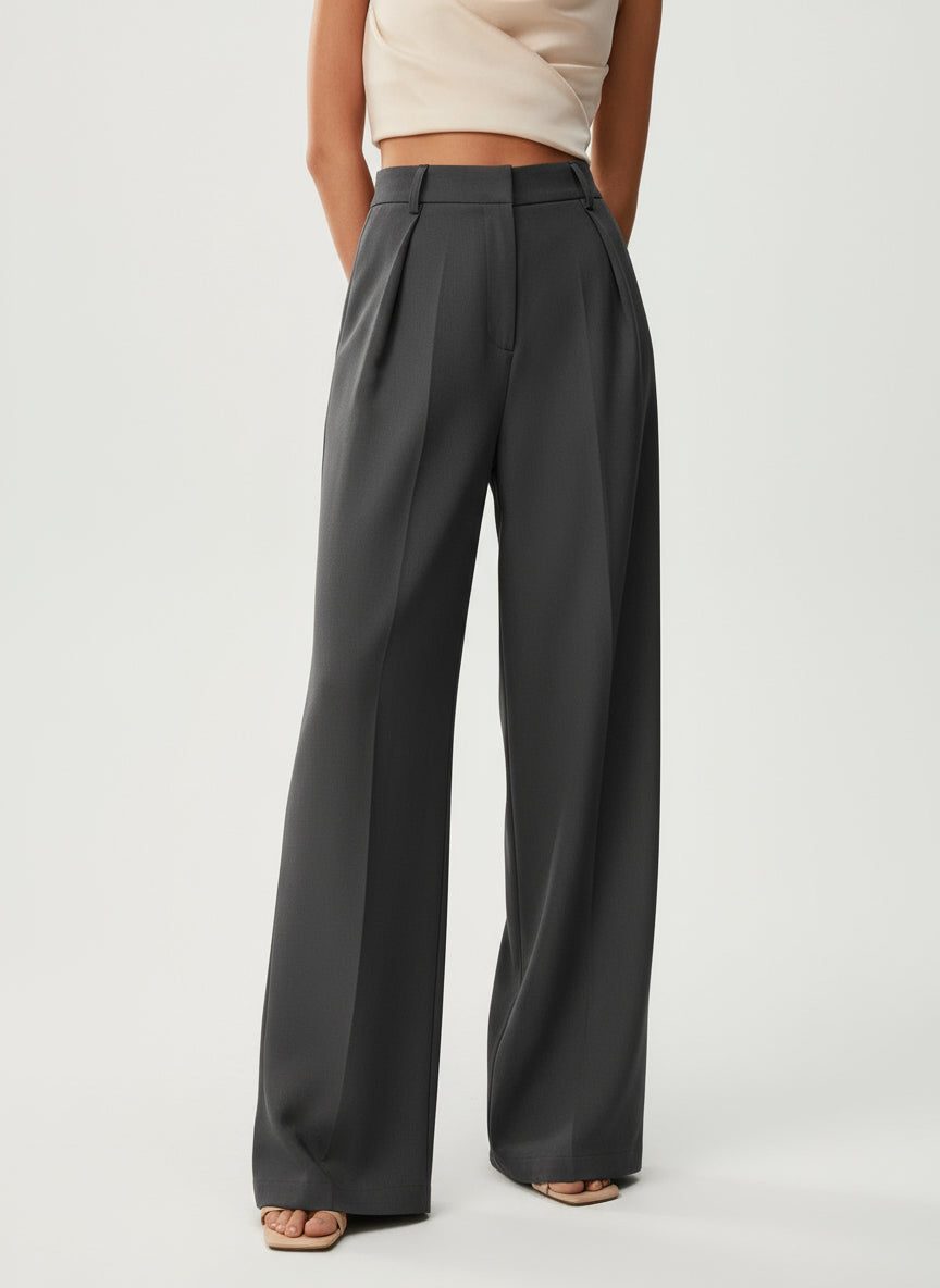 High Waist Wide Leg Tailored Trousers for Women - View 12