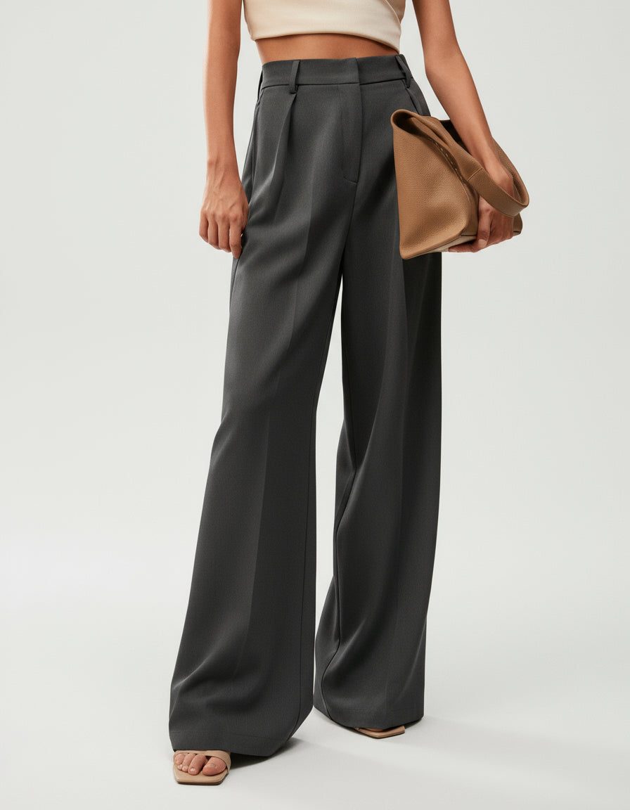 High Waist Wide Leg Tailored Trousers for Women - View 13