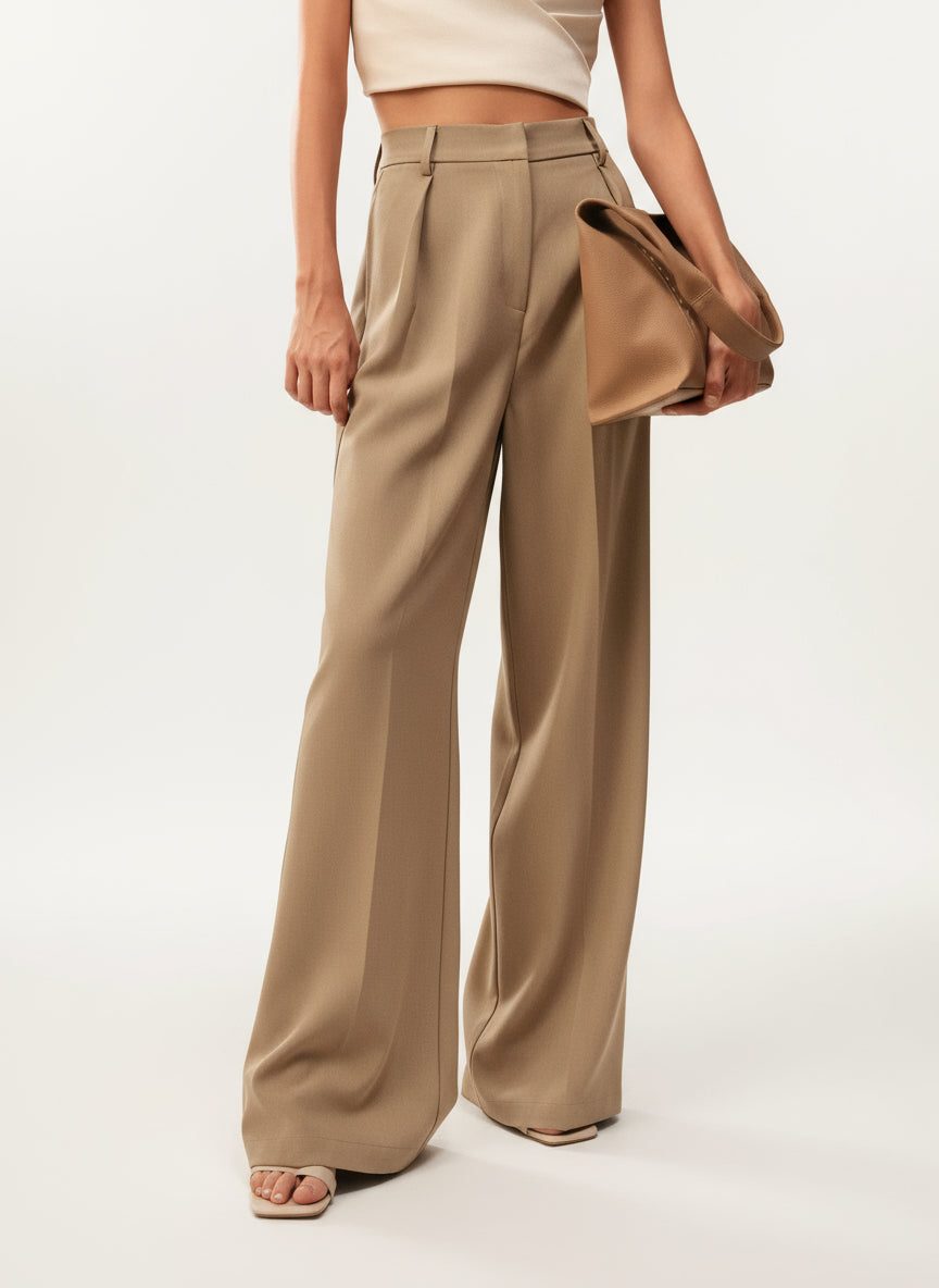High Waist Wide Leg Tailored Trousers for Women - View 17