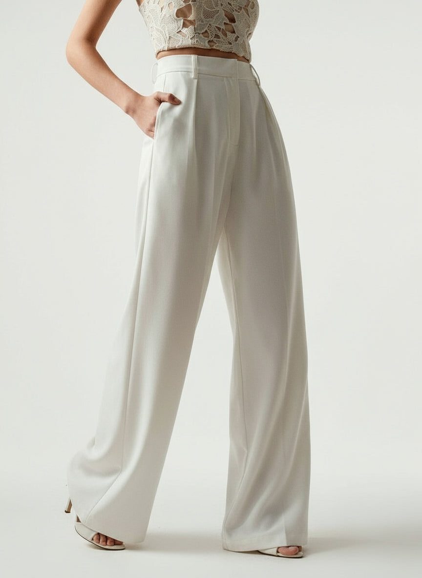 High Waist Wide Leg Tailored Trousers for Women - View 21