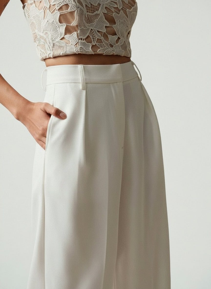 High Waist Wide Leg Tailored Trousers for Women - View 22