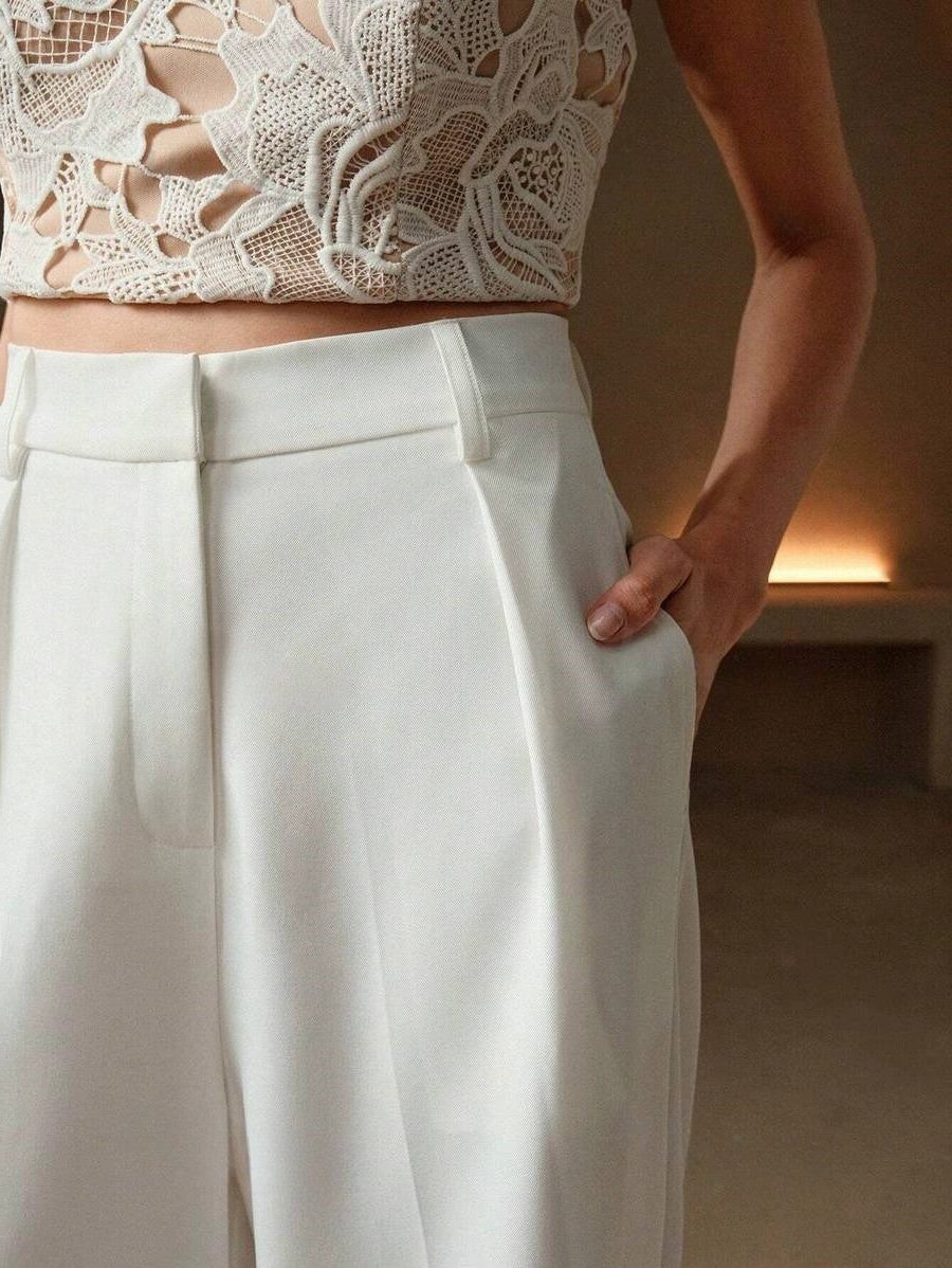 High Waist Wide Leg Tailored Trousers for Women - View 23