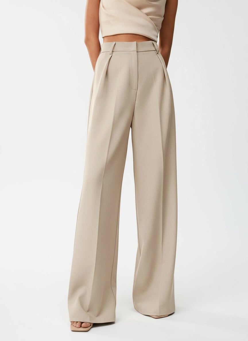High Waist Wide Leg Tailored Trousers for Women - View 8