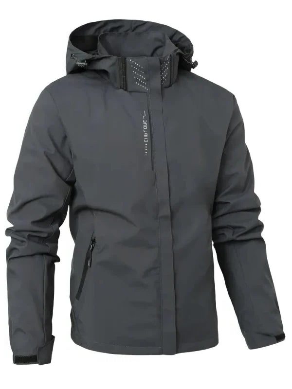 Hooded Zip-Up Rain Jacket for Men