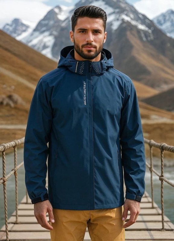 Hooded Zip-Up Rain Jacket for Men - View 13