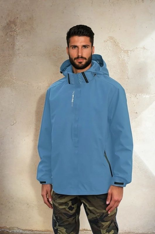 Hooded Zip-Up Rain Jacket for Men - View 14