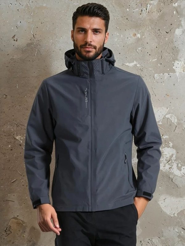 Hooded Zip-Up Rain Jacket for Men - View 2