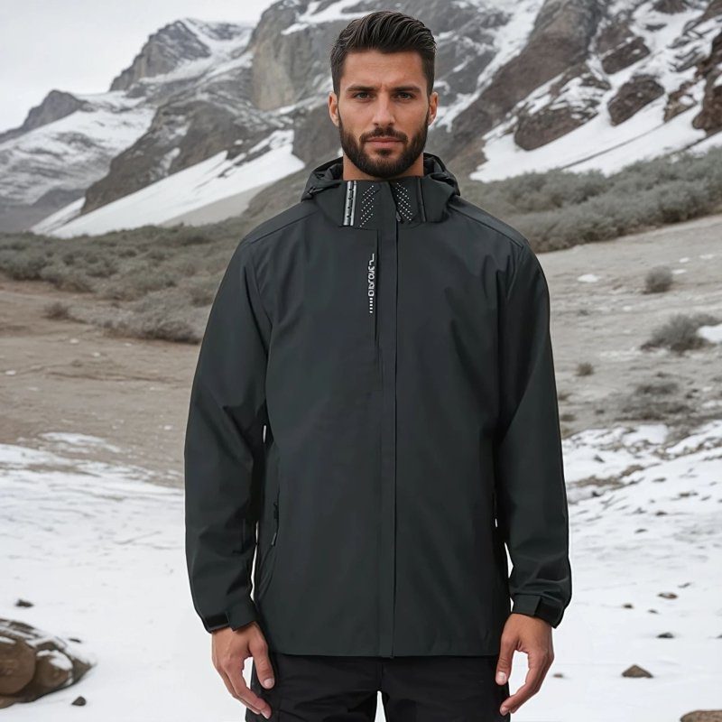 Hooded Zip-Up Rain Jacket for Men - View 5