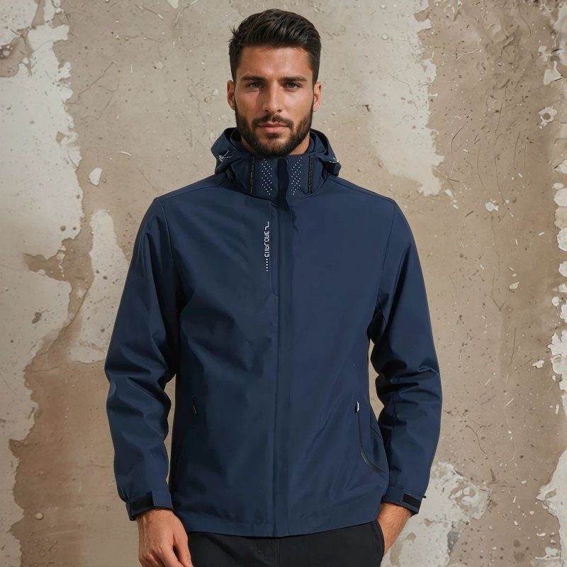 Hooded Zip-Up Rain Jacket for Men - View 8