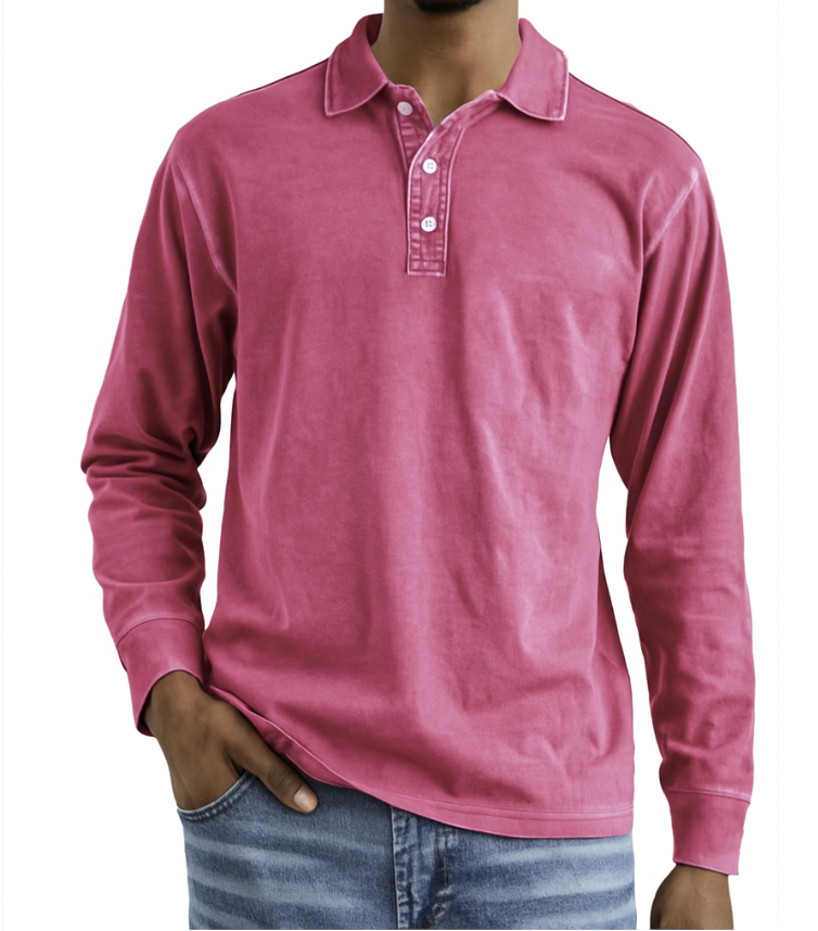 Oversized Long Sleeve Polo Shirt for Men