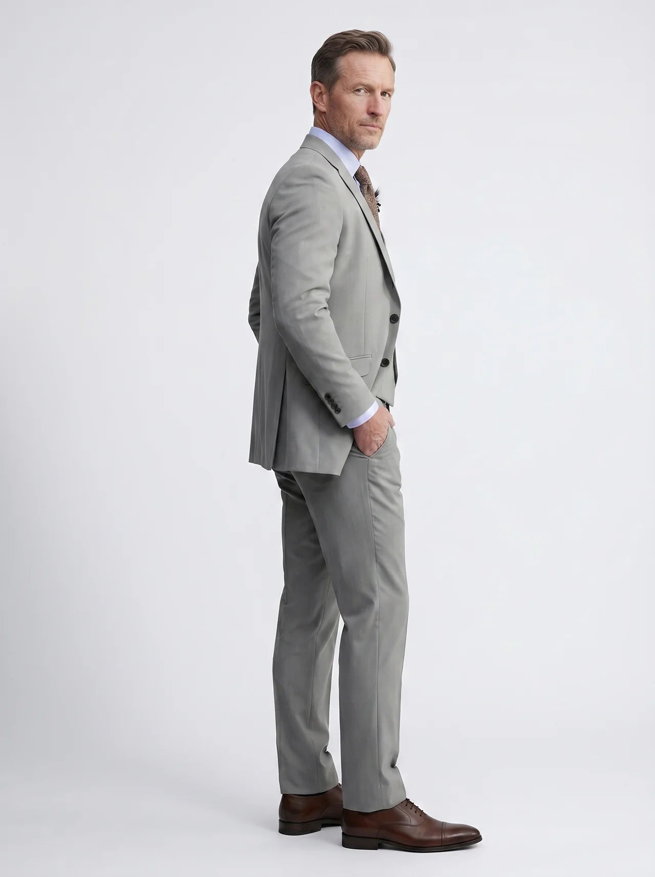 Tailored Three-Piece Suit Set with Waistcoat for Men