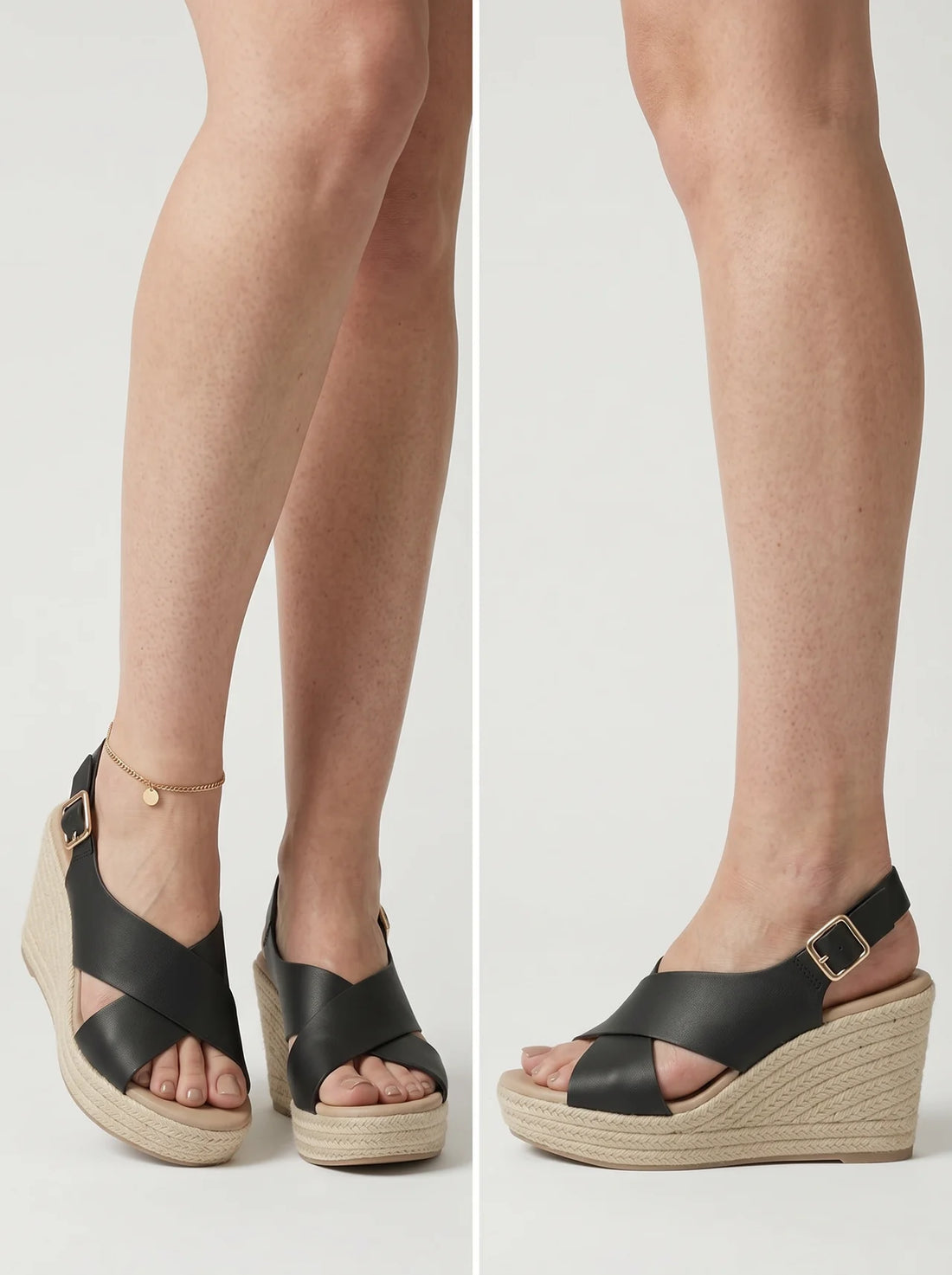 Crossover Espadrille Wedge Slingback Sandals for Women