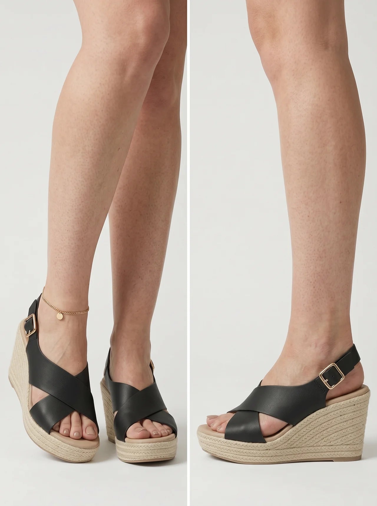 Crossover Espadrille Wedge Slingback Sandals for Women