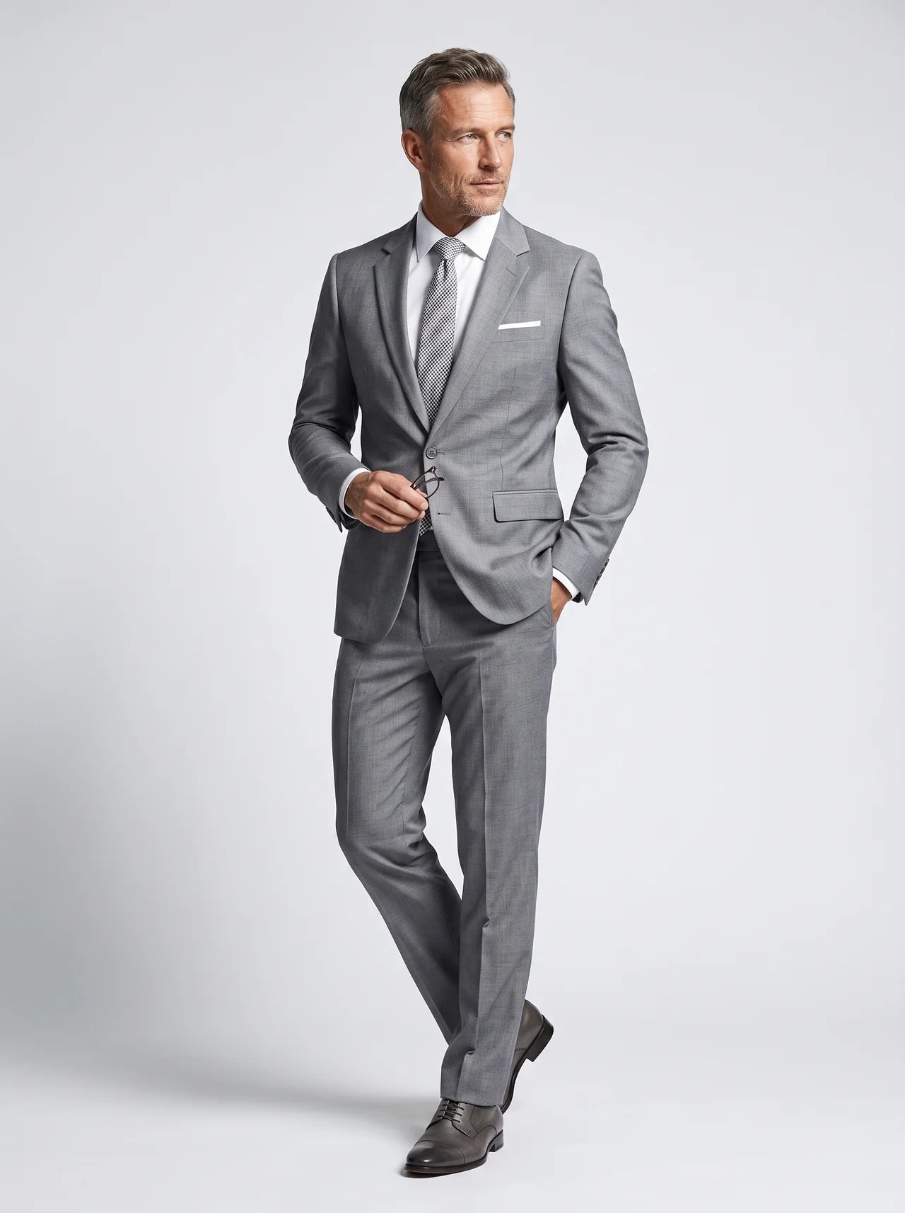 Slim Fit Single-Breasted Suit Set for Men