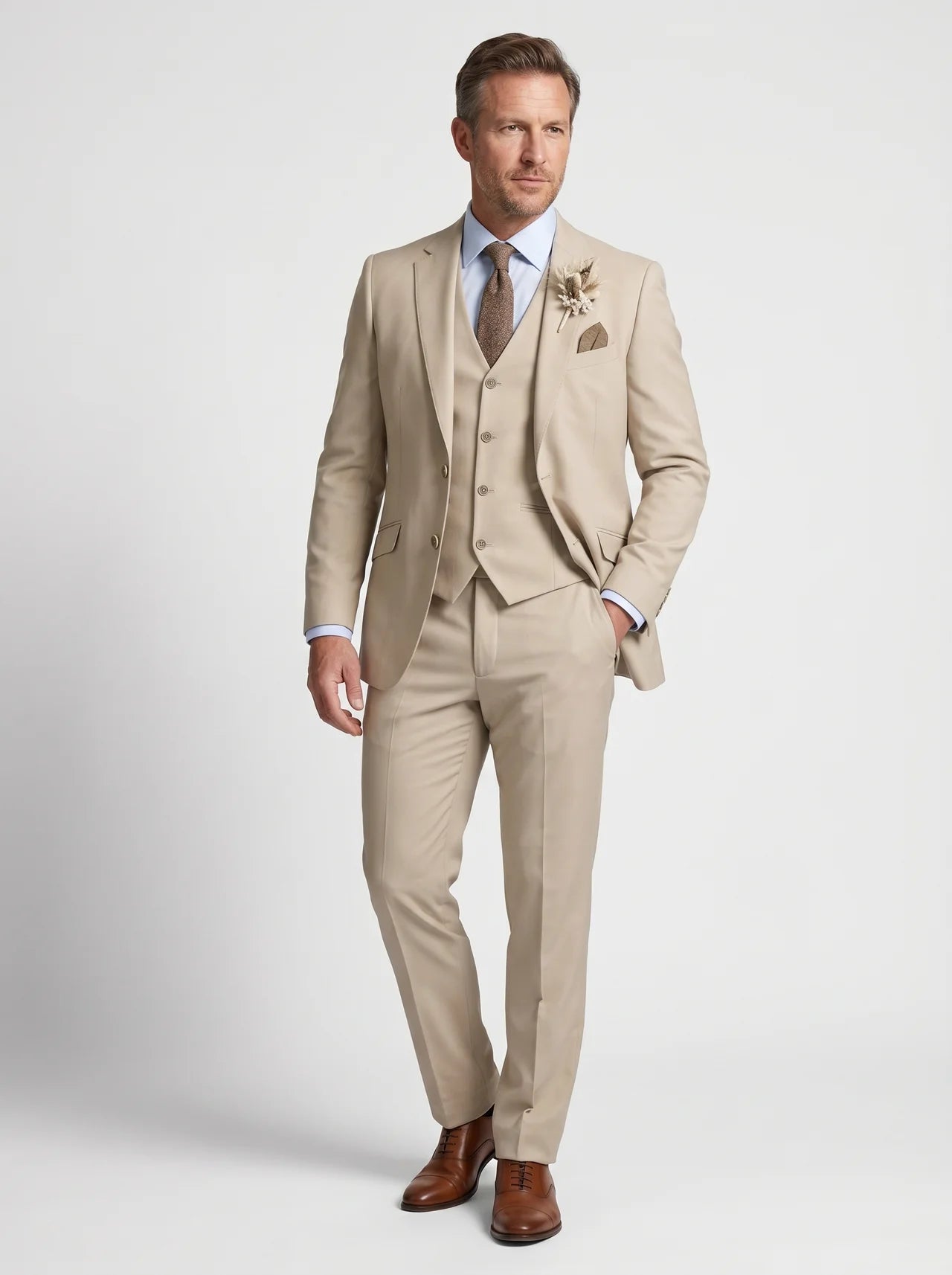 Tailored Three-Piece Suit Set with Waistcoat for Men