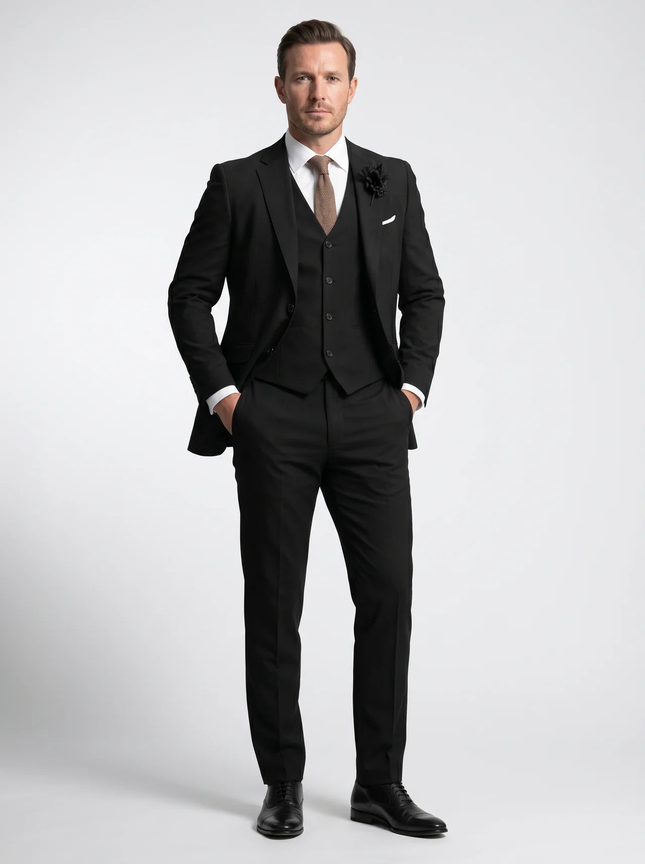 Tailored Three-Piece Suit Set with Waistcoat for Men