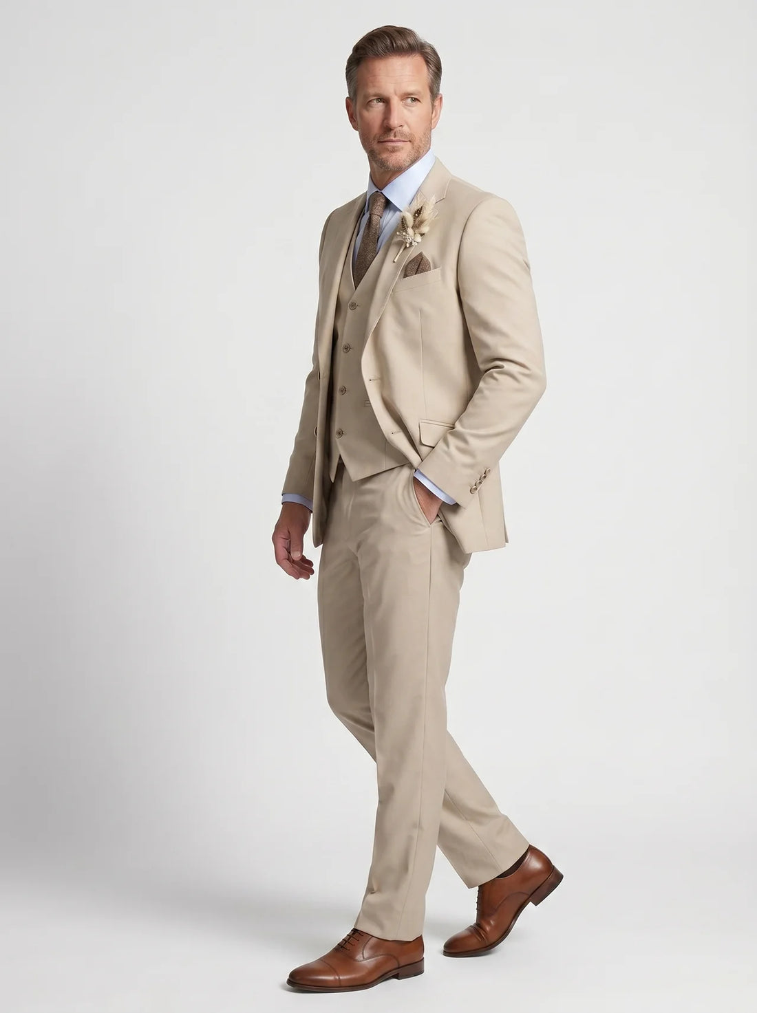 Tailored Three-Piece Suit Set with Waistcoat for Men