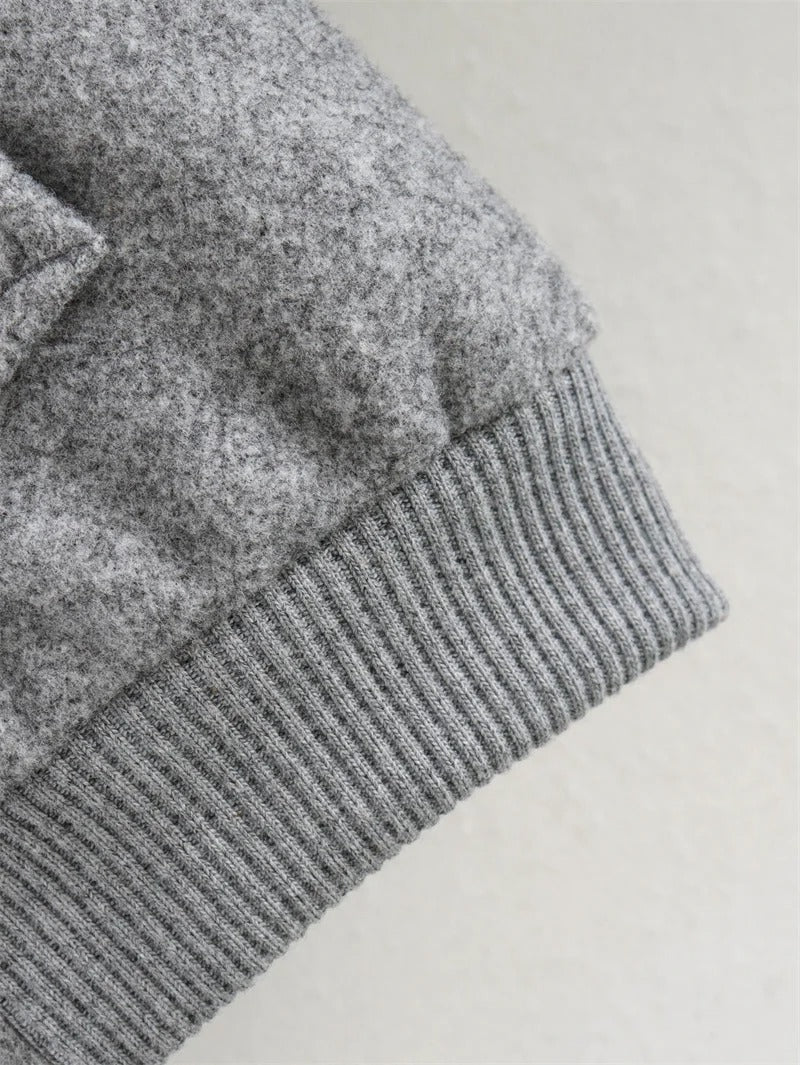 Cropped Ribbed Trim Bomber Jacket for Women