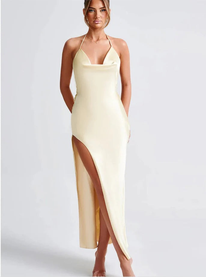 Satin Cowl Neck Maxi Dress for Women