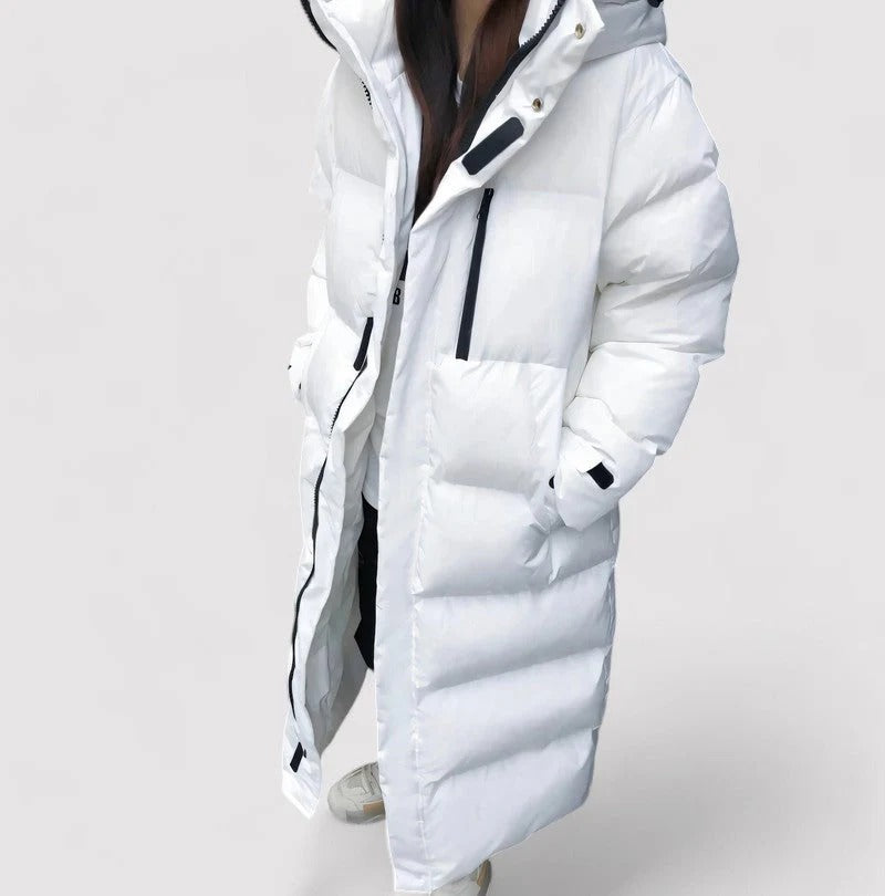 Long Hooded Puffer Coat for Women