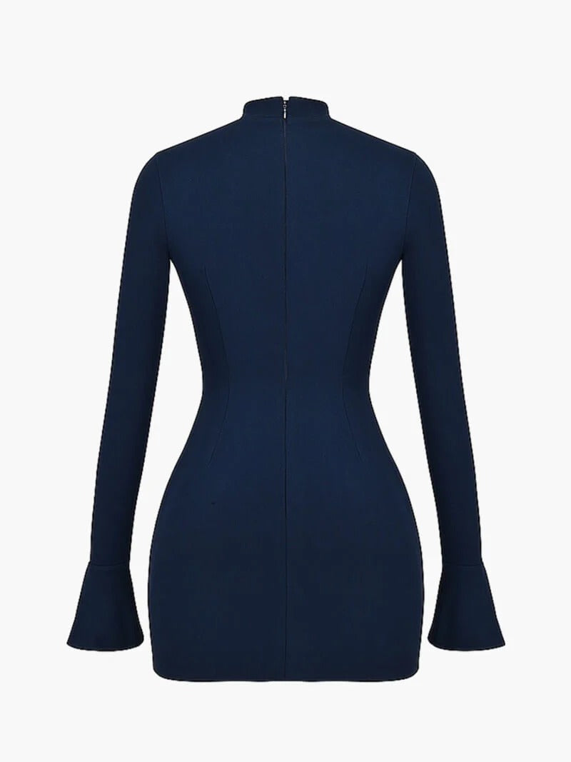 Long Sleeve High Neck Mini Dress for Women