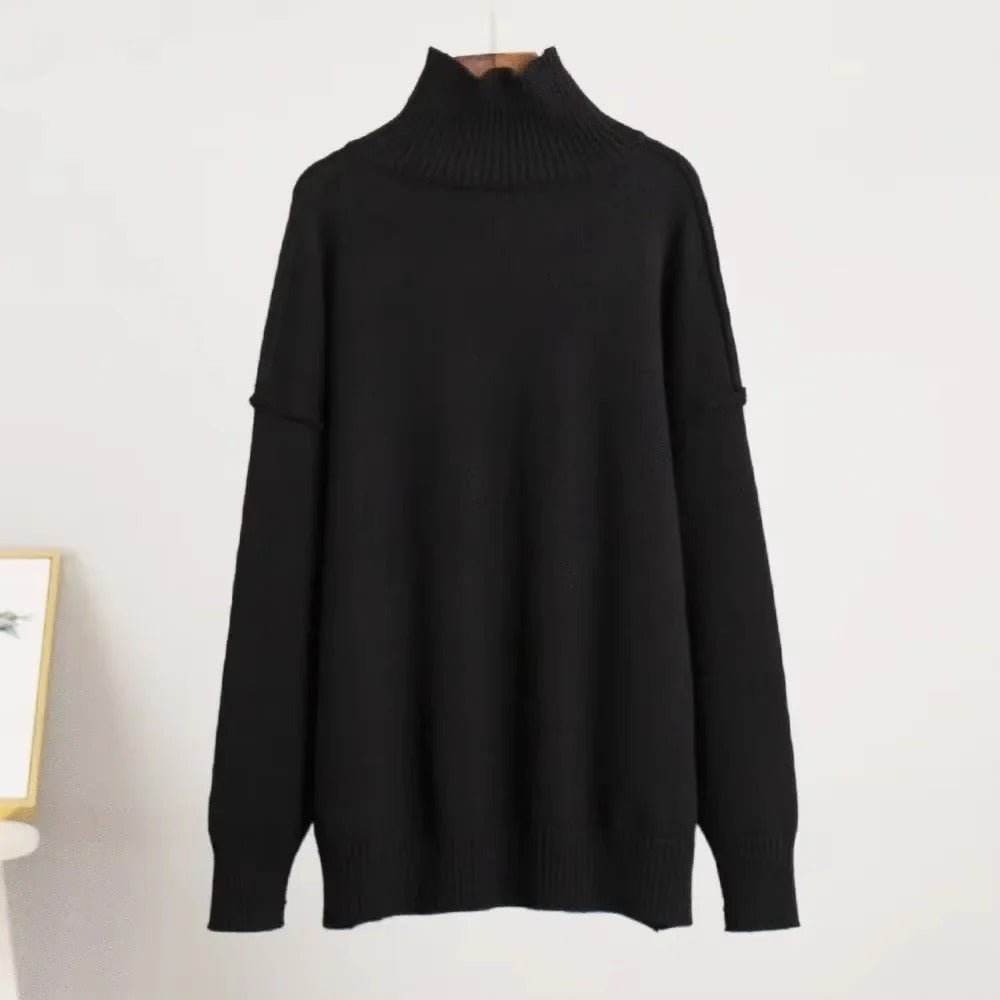 Oversized Ribbed Turtleneck Jumper for Women