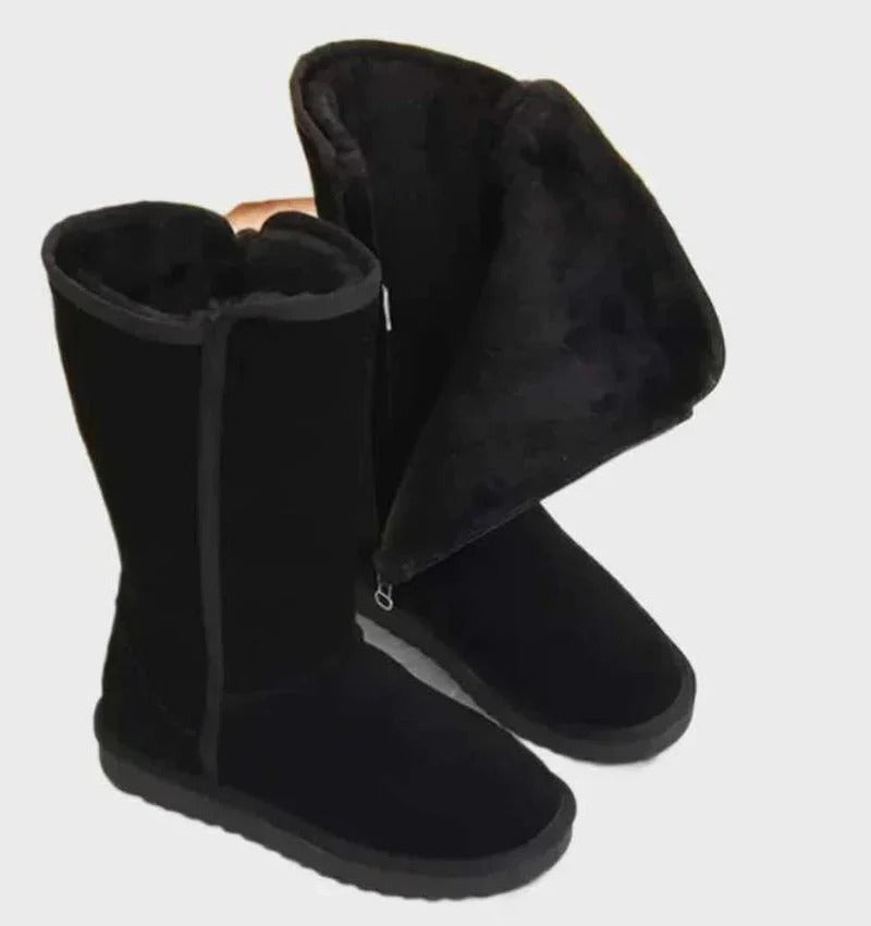Suede Faux Fur Lined Warm Mid-Calf Boots for Women